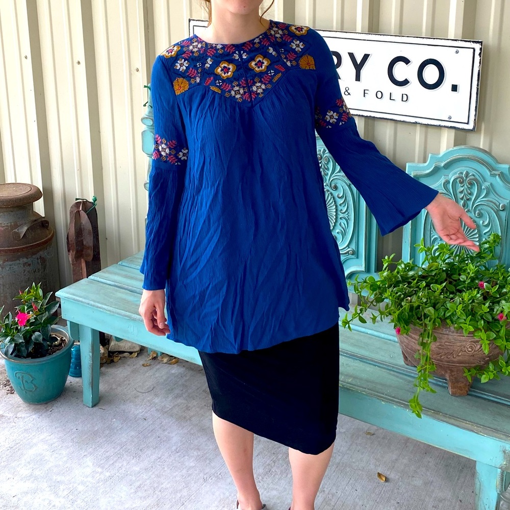 Blue Rain tunic boho top